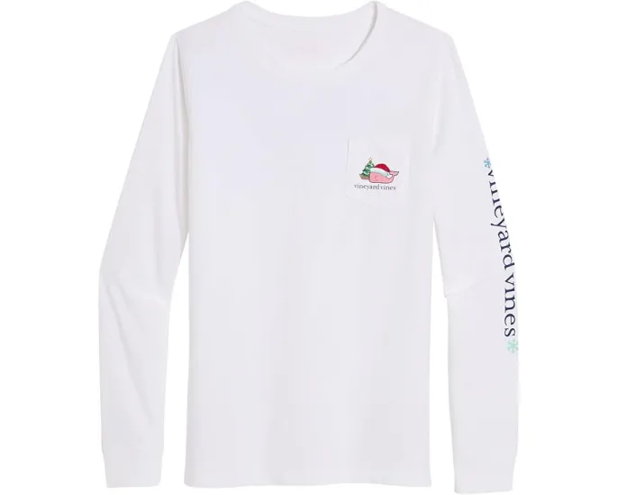 Футболка Vineyard Vines Santa Whale Icon с длинными рукавами и нагрудным карманом