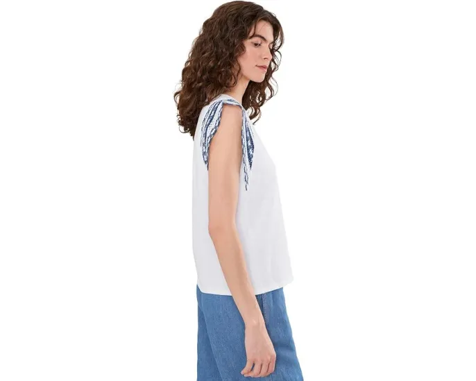 Хлопковая футболка с трикотажной отделкой NIC+ZOE Knit Trim