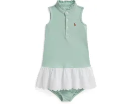 Платье Polo Ralph Lauren Kids с ажурной вышивкой и шортами из хлопковой сетки для малышей