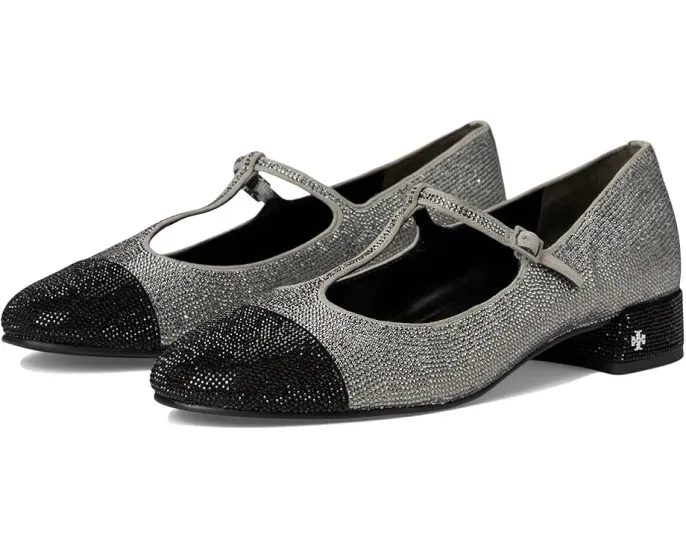 Балетки Cap-Toe T-Strap с каблуком 25 мм и стразами Tory Burch