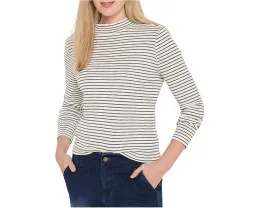 Футболка NIC+ZOE с длинным рукавом и воротником стойка в полоску