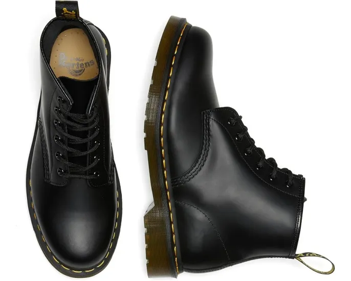 Ботинки Dr. Martens 101 Yellow Stitch с гладкой кожей и классической строчкой