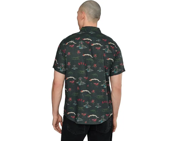 Рубашка RVCA Reception Short Sleeve с гавайским принтом и карманом