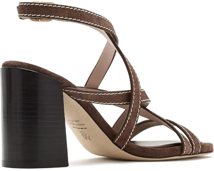 Туфли Park Block 85 на устойчивом каблуке Stuart Weitzman ярко-синие и натуральные