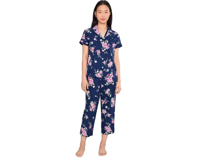 Пижамный комплект Lauren Ralph Lauren с короткими брюками и воротником с лацканами