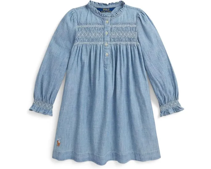 Сарафан Polo Ralph Lauren индиго с мелкой сборкой для малышей