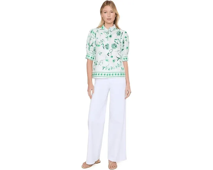 CeCe топ Cotton Sateen Hidden Placket из хлопкового сатина