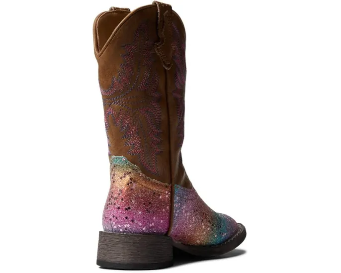Детские ковбойские сапоги Roper Glitter Rainbow с квадратным носком и блестками