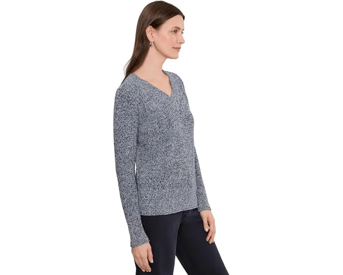 Свитер NIC+ZOE V-neck Shaker Stitch с регланными рукавами и фактурной вязкой