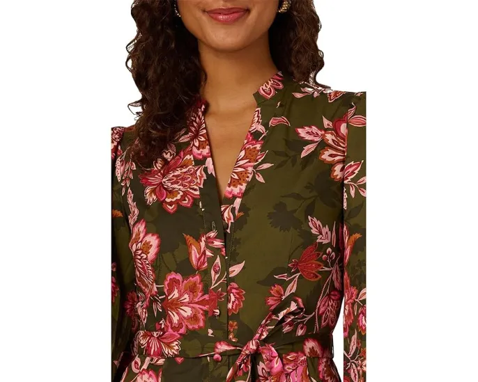 Сарафан с цветочным принтом от Adrianna Papell с поясом и карманами