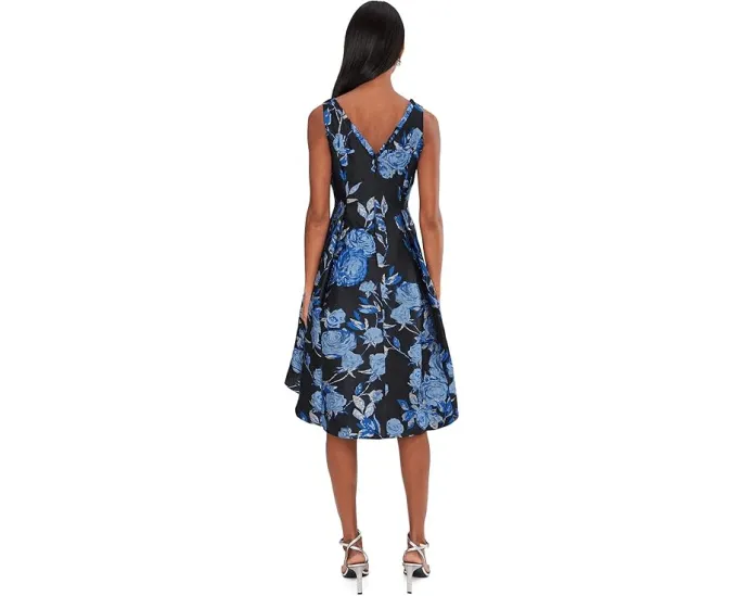 Платье миди V-Neck Jacquard с рюшами от Adrianna Papell