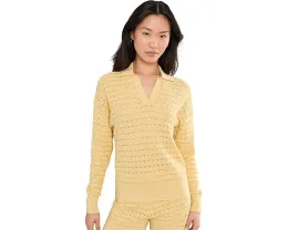 Heathered Cotton Tulip Pointel Collared Pullover