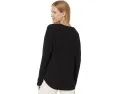 Топ Lilla P Rounded Hem Split Neck с разрезом на горловине и длинными рукавами