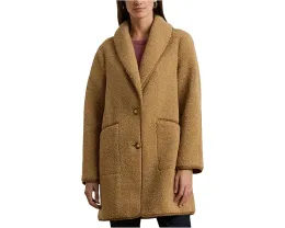 Пальто Lauren Ralph Lauren Sherpa W Trim 2 Bttn с воротником-шалью и отделкой из искусственного меха