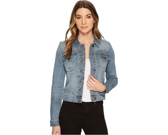 Короткая джинсовая куртка KUT from the Kloth Amelia Jean с эффектом потертостей
