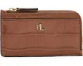 Кожаный картхолдер Lauren Ralph Lauren с L-образной молнией и тиснением крокодила
