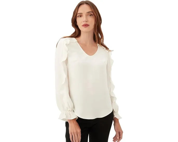 Топ Trina Turk с длинным рукавом и V-образным вырезом из переработанного полиэстера