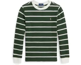 Хлопковая футболка в полоску Waffle с длинным рукавом Polo Ralph Lauren Kids для малышей и младших детей