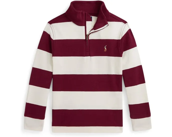 Поло с капюшоном в полоску из хлопкового интерлока Polo Ralph Lauren Kids для малышей и детей