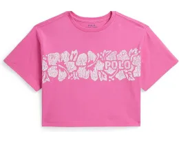 Floral-Print Logo Cotton Boxy Tee (Big Kid)