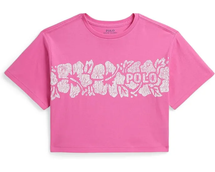 Floral-Print Logo Cotton Boxy Tee (Big Kid)