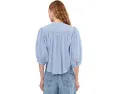 Блузка Madewell Shirred Crewneck с короткими рукавами и застежкой на пуговицах