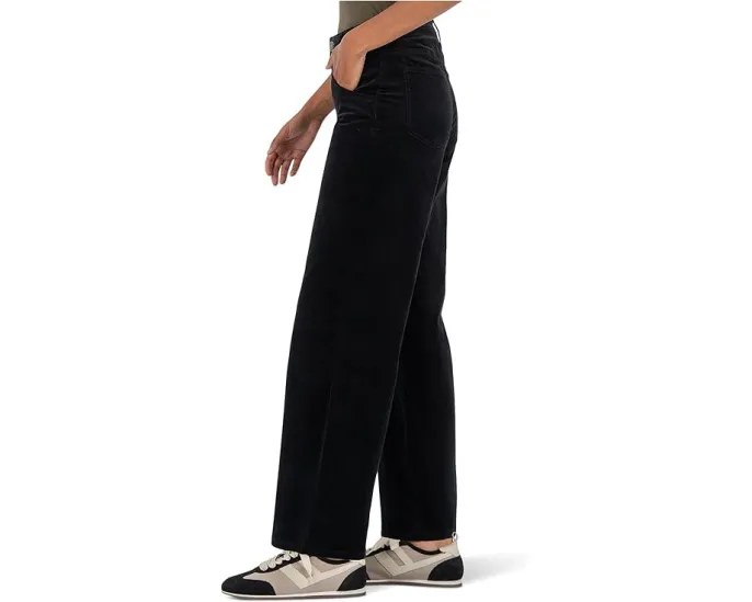 Джинсы KUT from the Kloth с высокой посадкой и расклешенным низом черного цвета