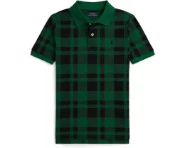 Детская поло из хлопкового сетчатого полотна Polo Ralph Lauren Kids в клетку с вышитой лошадкой