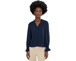 Блузка CeCe с длинным рукавом и сборками на планке