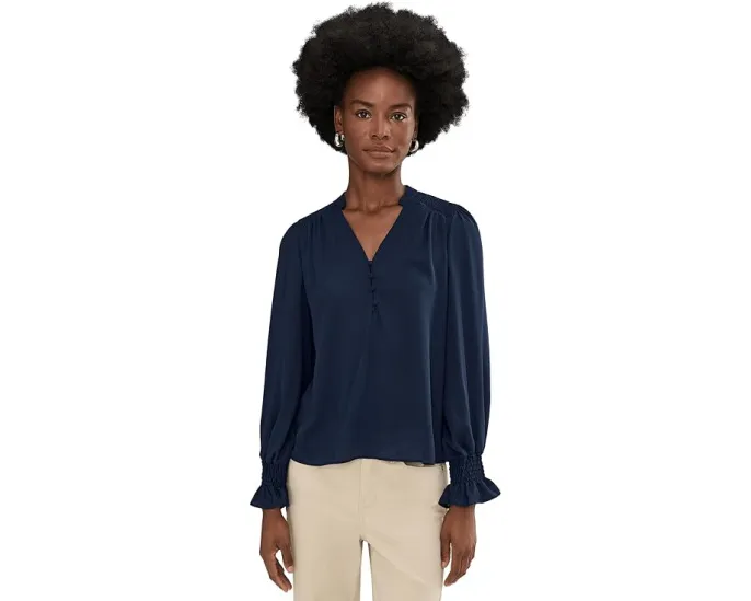 Блузка CeCe с длинным рукавом и сборками на планке