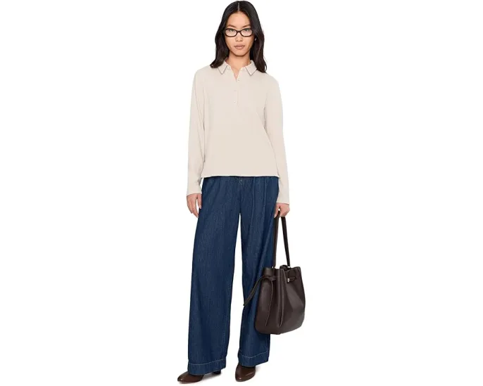 Топ с застежкой хенли из плиссированного джерси Eileen Fisher