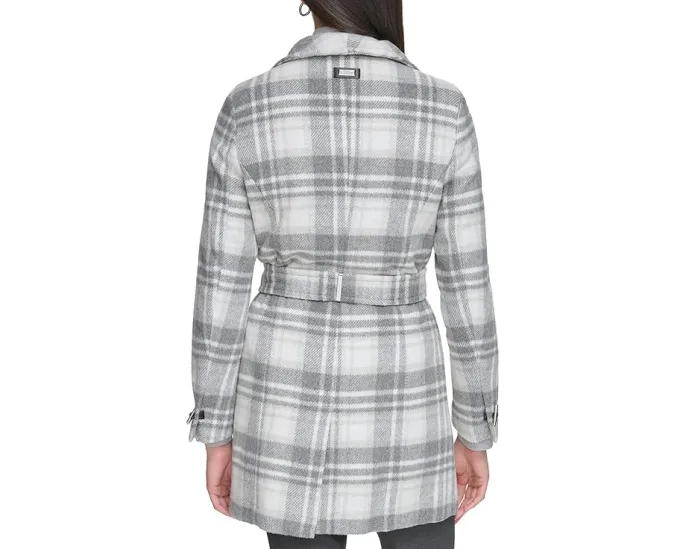 Шерстяное пальто Calvin Klein с поясом и воротником шалью