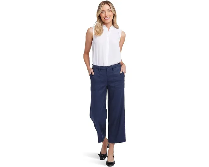 Капри NYDJ Petite Wide Leg Cargo в цвете Oxford Navy с широкими штанинами