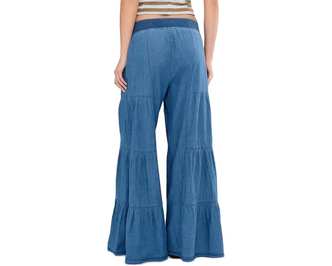 Широкие брюки XCVI Dugan Wide Leg с эластичным поясом из хлопка и льна