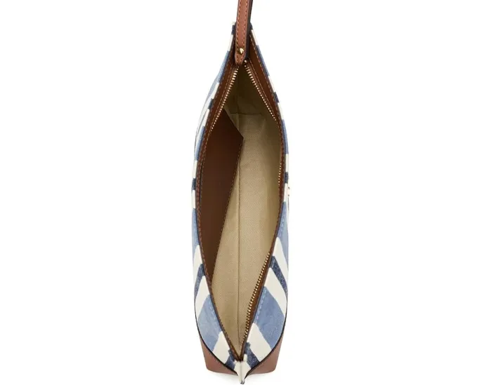 Большая сумка-косметичка Lauren Ralph Lauren из полосатого холста с кожаными деталями