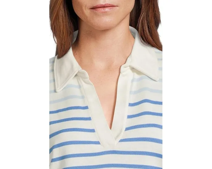 Поло L.L.Bean Heritage Mariner с разрезным воротником и рукавом три четверти в полоску