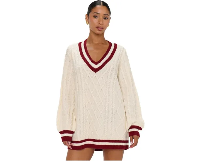 Show Me Your Mumu Tailgate Sweater Dress уютное платье свитер с V-образным вырезом