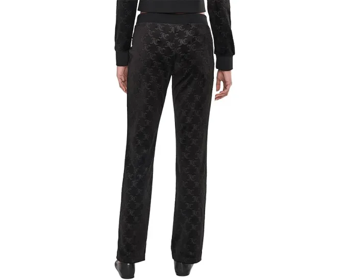Juicy Couture Брюки из велюра с тисненым логотипом и высокой посадкой