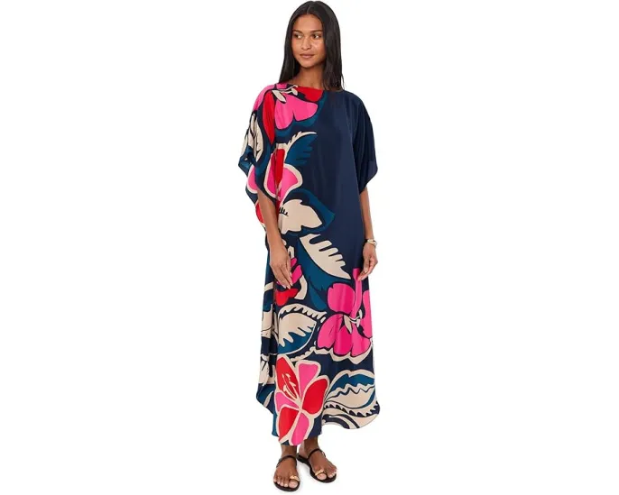 Макси-платье-кафтан Trina Turk из шелка с цветочным принтом