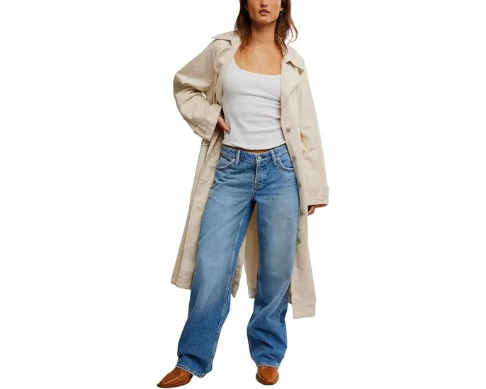 Джинсы Free People Tennessee Low Rise Bf с поясом на шлевках и пятью карманами