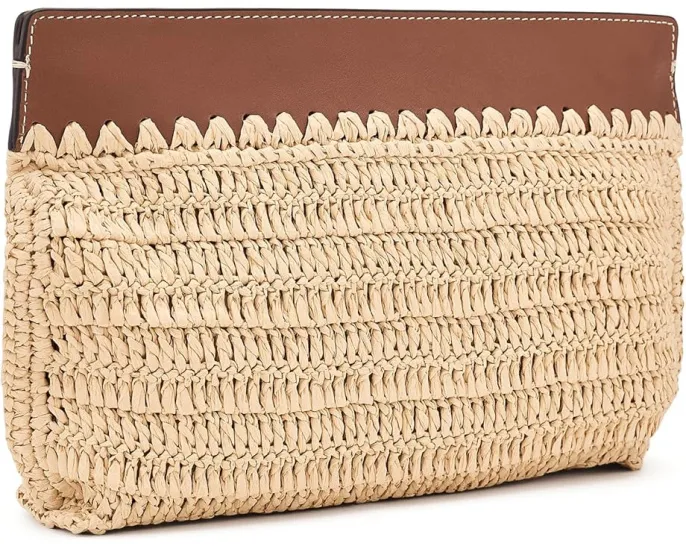 Большой клатч Lauren Ralph Lauren из вязаной соломки с кожаной отделкой
