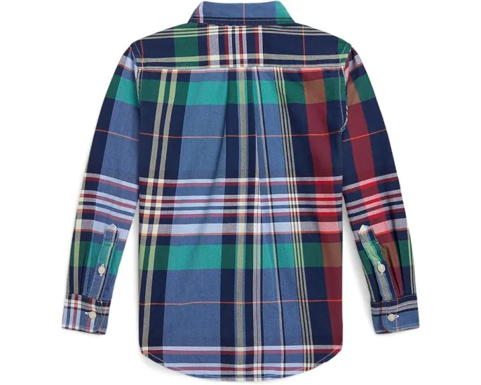Рубашка Polo Ralph Lauren Kids из хлопкового оксфорда в клетку для малышей