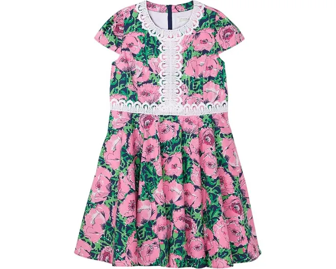 Платье Lilly Pulitzer Kids Idala с коротким рукавом кружевными деталями и карманами