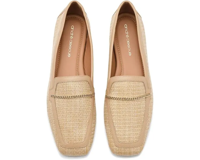 Лоферы Andre Assous Ariane из рафии с цепочкой и квадратным носком