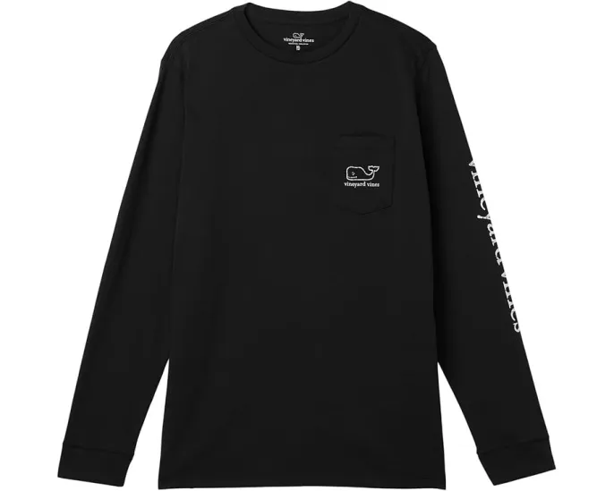 Футболка Vineyard Vines Kids с длинным рукавом и китом на кармане