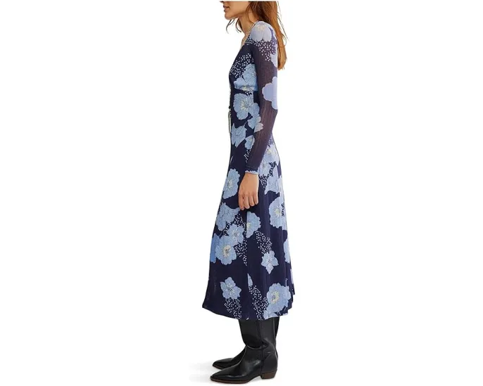 Платье миди Free People Calla с глубоким V-вырезом и разрезом