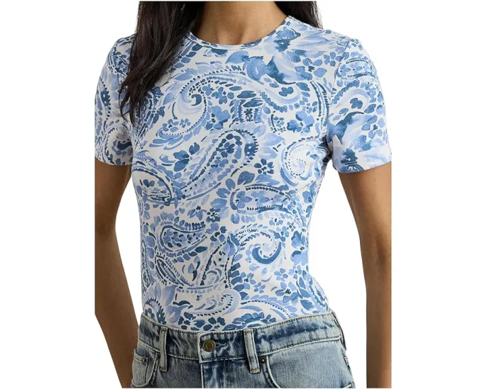 Paisley Stretch Cotton Crewneck Tee