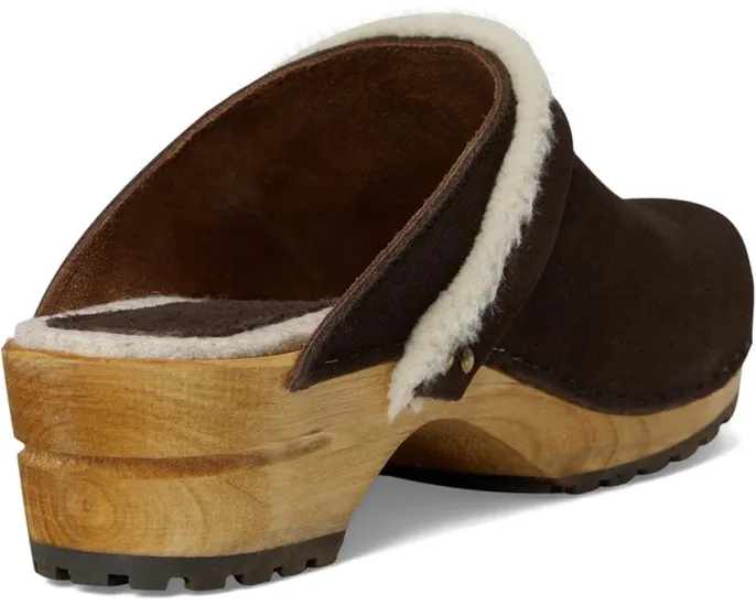 Клоги Hirse из замши с деревянной подошвой и кожаной подкладкой Sanita