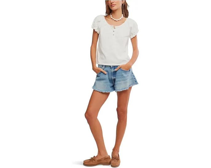 Free People Футболка We The Free Issa с короткими рукавами-буфами