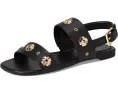 Плоские сандалии Spade Flower Stud из тисненой кожи с регулируемой задней лямкой